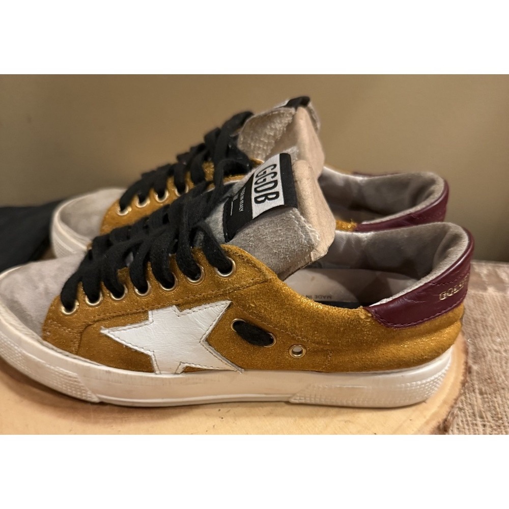 Golden‎ Goose Two-Tone May Shoes Women's 5 Mustard Suede  Sneakers & Zipper Case - Picture 4 of 16